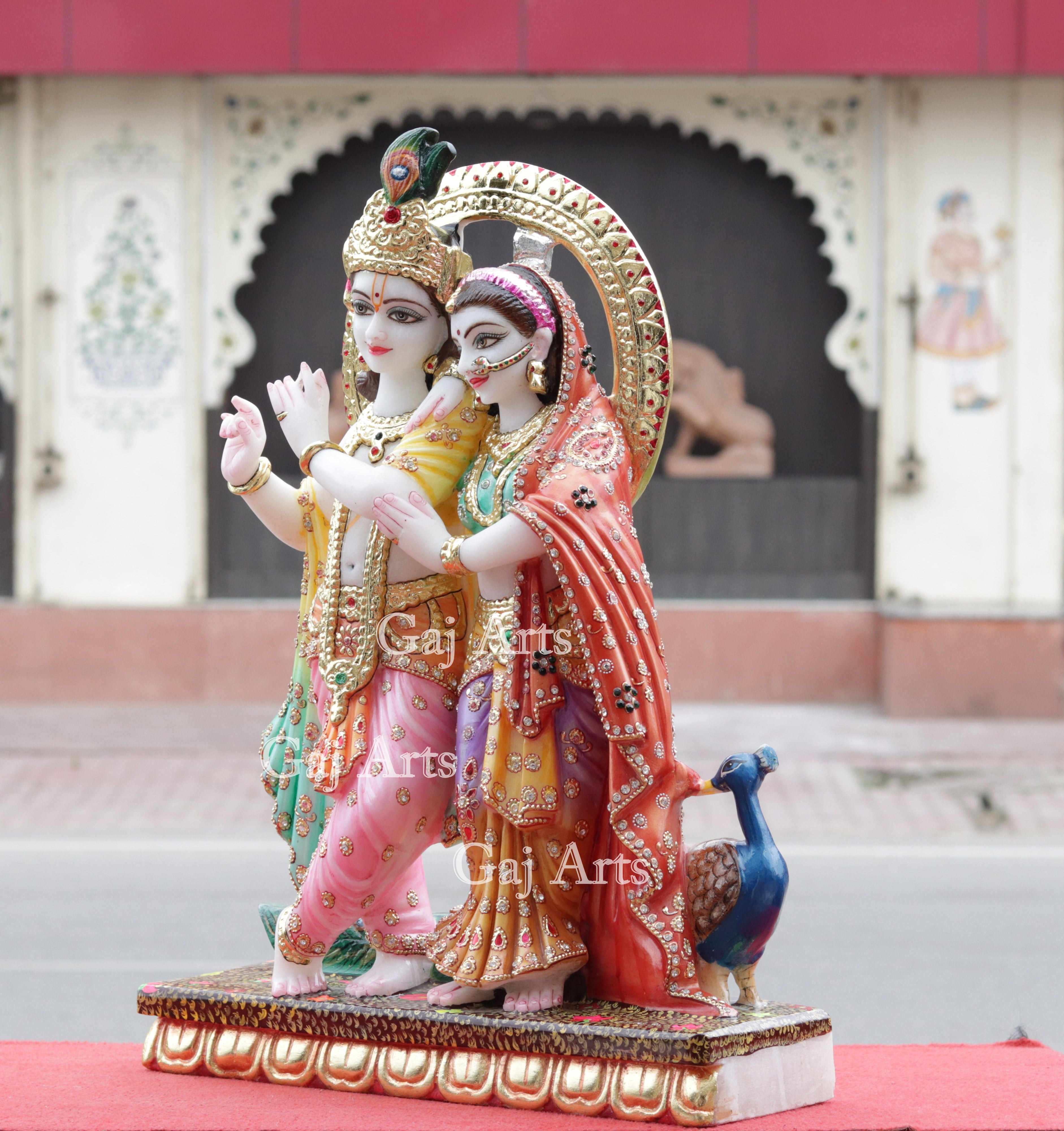 Super White Vietnam Marble Radha Krishna Jugal Jodi Idol | 24 Inch