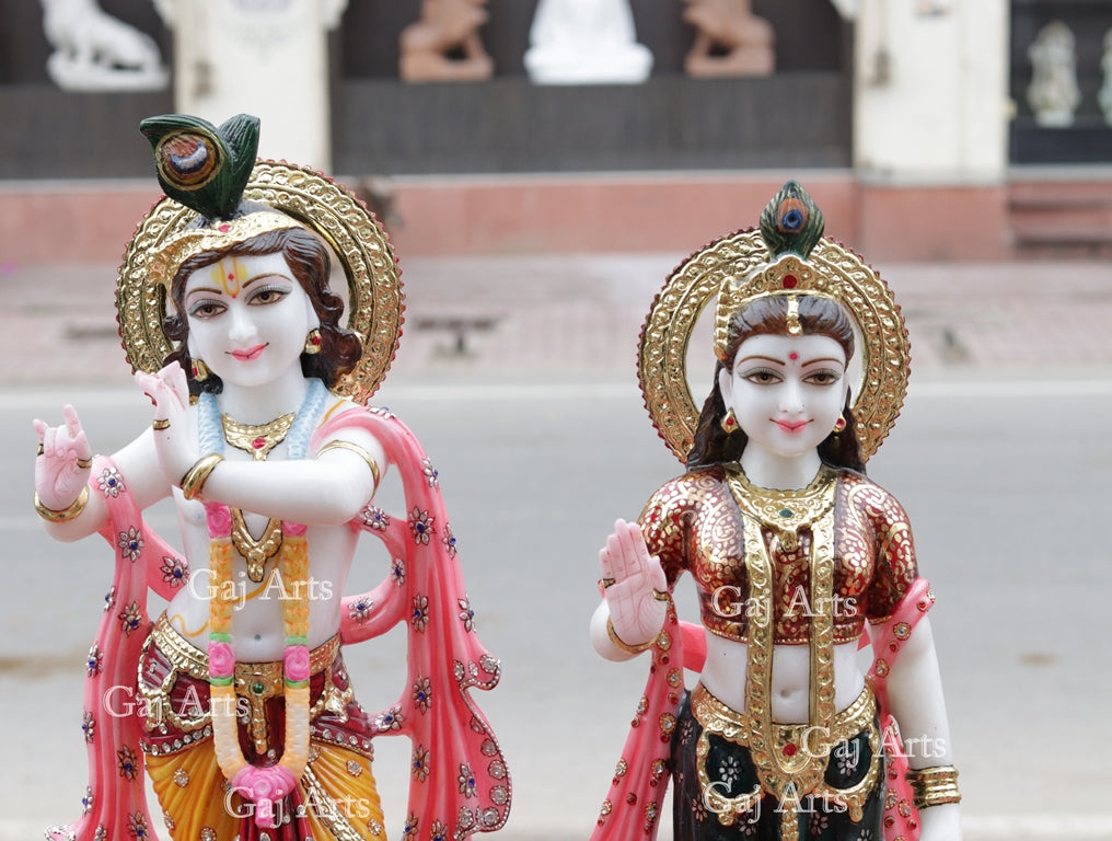 White Makrana Marble Radha Krishna Idol | 24 Inch