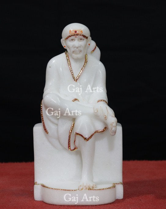 White Makrana Marble Sai Baba Idol | 9 Inch