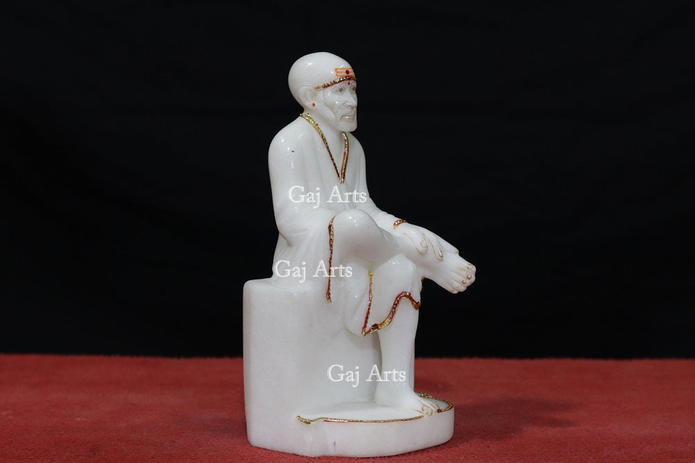 White Makrana Marble Sai Baba Idol | 9 Inch