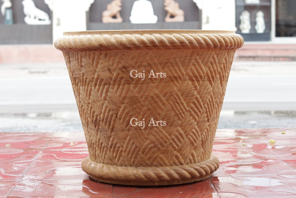 Classic Teak Sandstone Planter | 18 Inch
