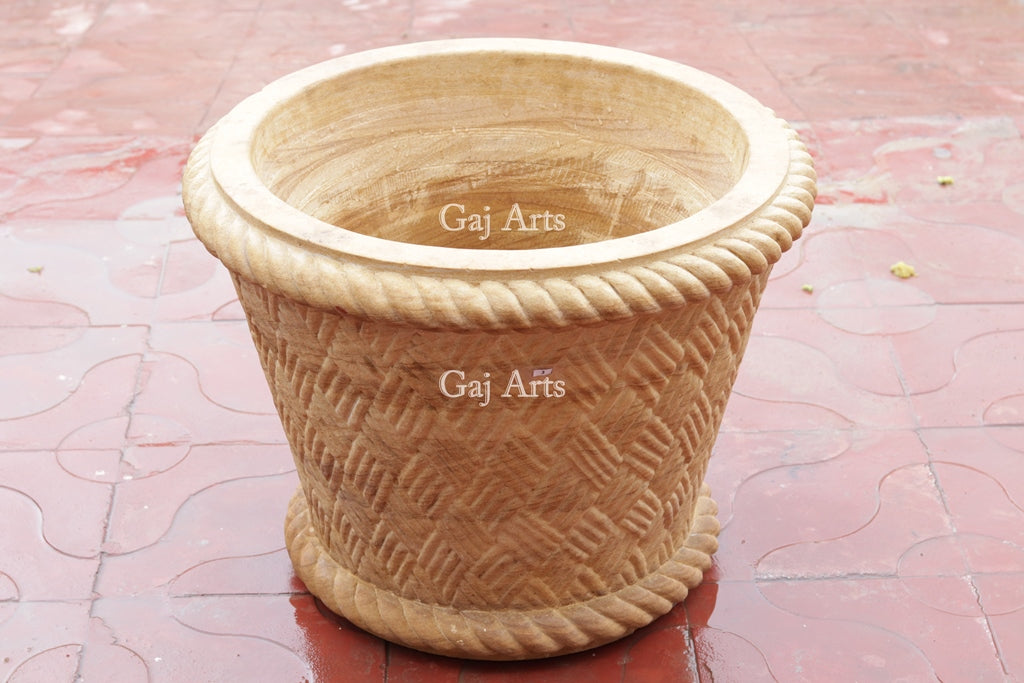 Classic Teak Sandstone Planter | 18 Inch