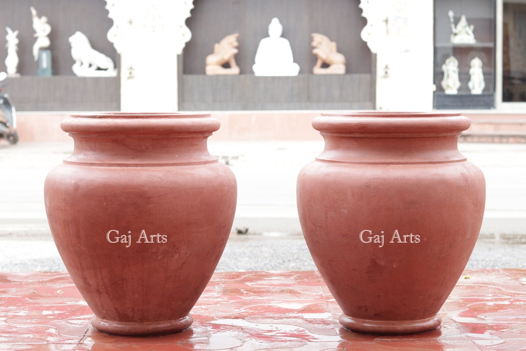 Deep Red Sandstone Planter | 21 Inch