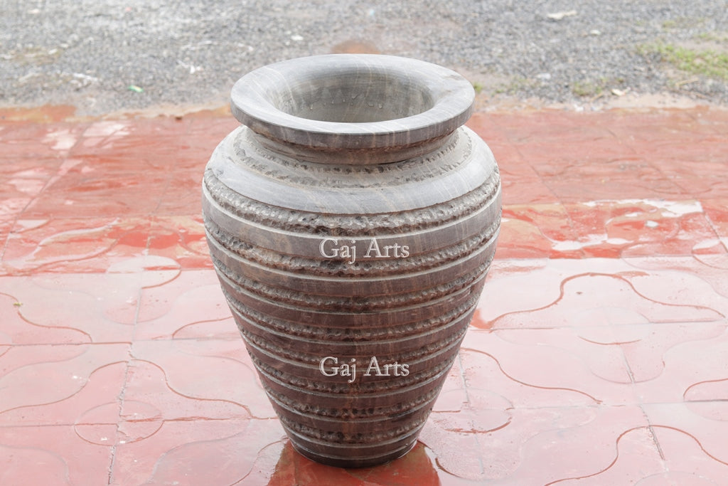 Sagar Black Sandstone Planter | 24 Inch