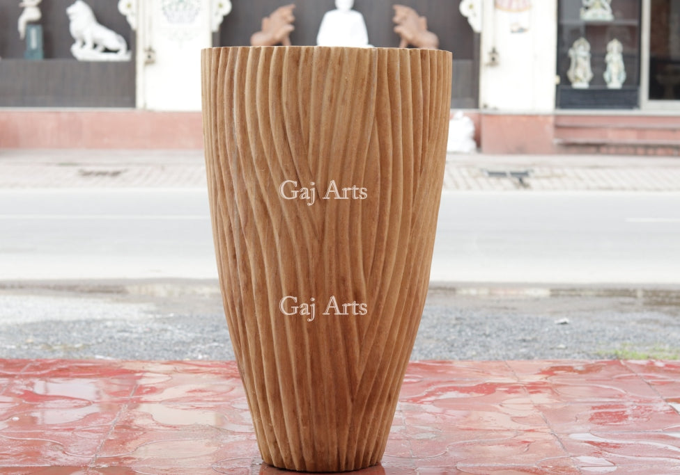 Warm Beige Sandstone Planter | 30 Inch