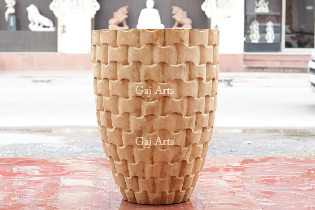 Premium Teak Sandstone Planter | 27 Inch