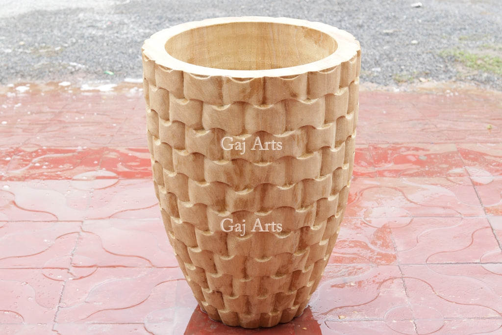 Premium Teak Sandstone Planter | 27 Inch