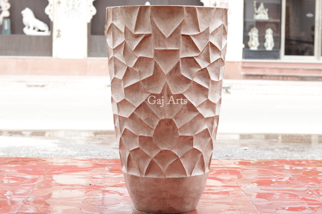 Rustic Teak Sandstone Planter | 30 Inch
