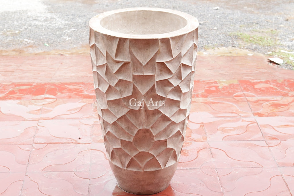 Rustic Teak Sandstone Planter | 30 Inch