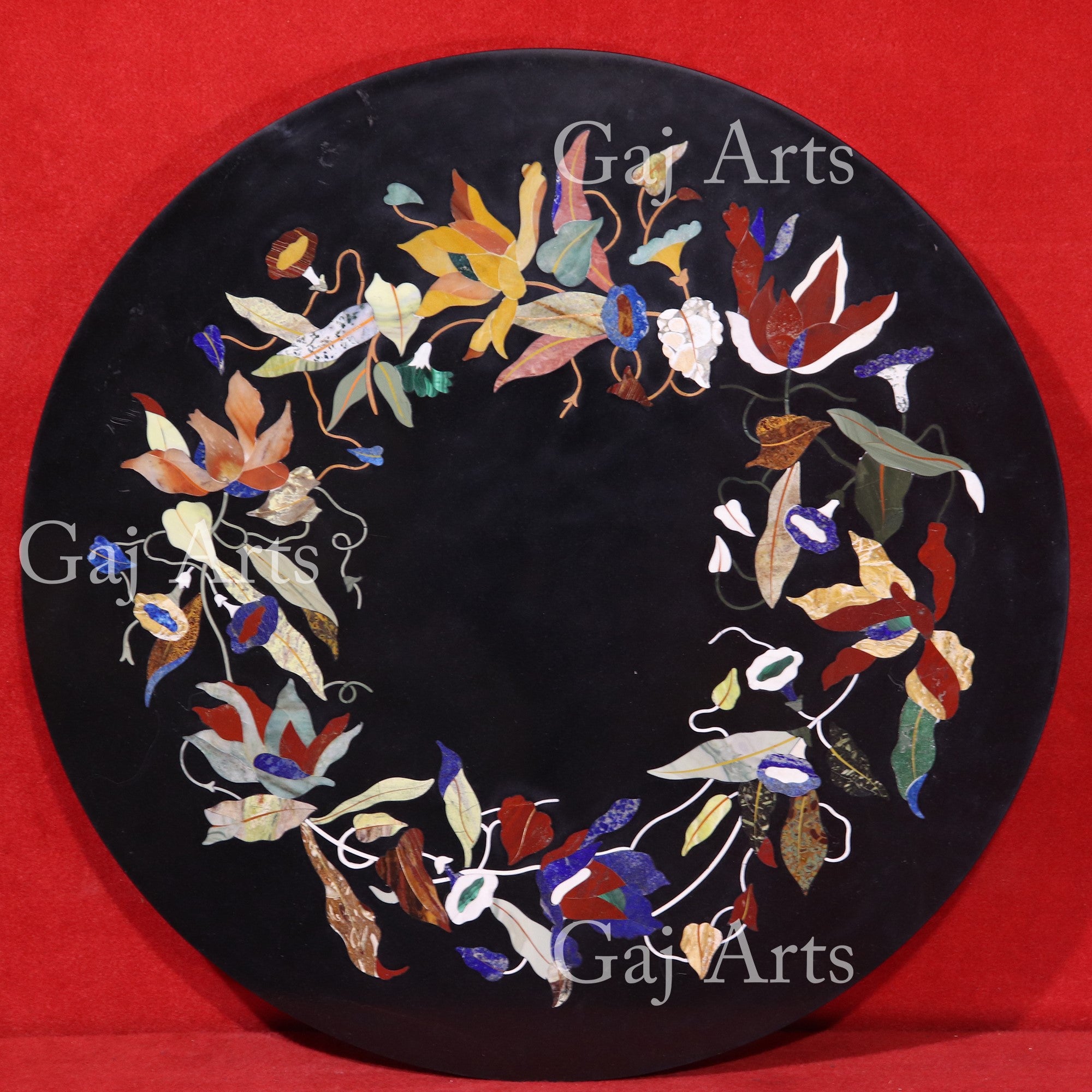 Black Marble Inlay Table Top | 8 Inch