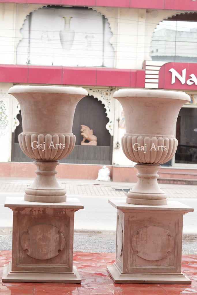 Warm Beige Sandstone Planter | 54 Inch