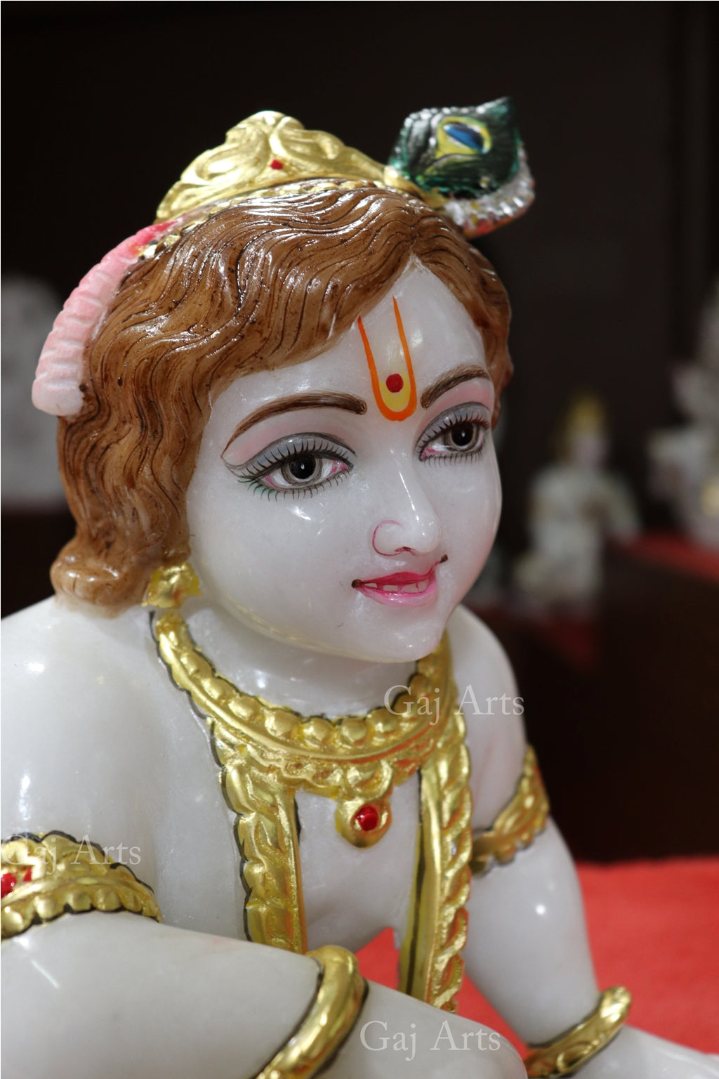 White Makrana Marble Bal Gopal Murti | 14 Inch
