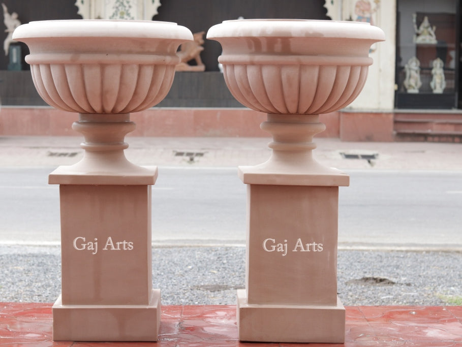 Soft Pink Sandstone Planter | 36 Inch