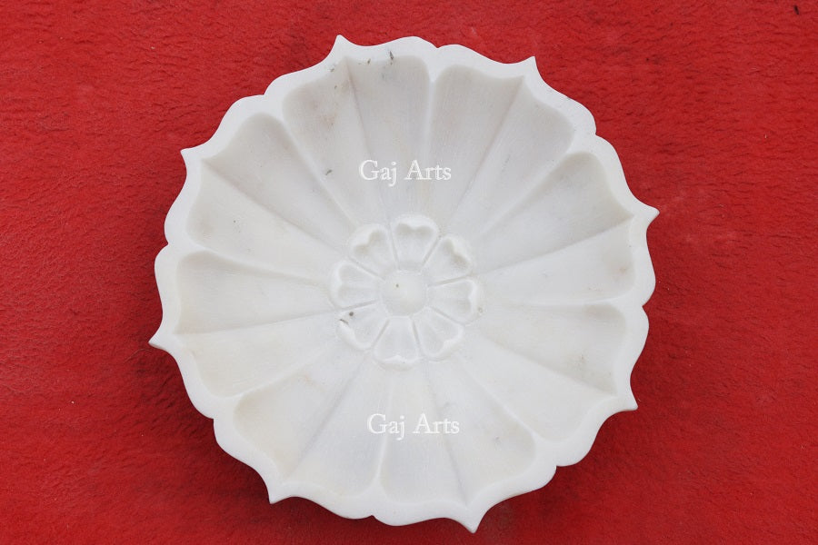White Marble Handcrafted Center Bowl | 12 Inch