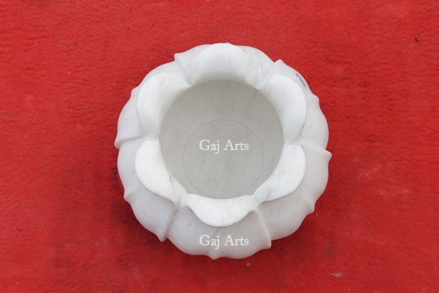 White Marble Decorative Flower Bowl | 12 Inch