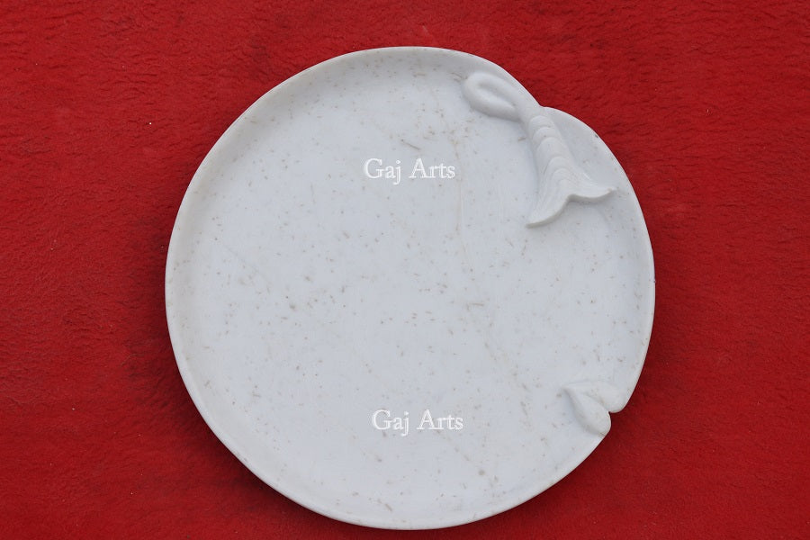 White Marble Artisan Floral Bowl | 12 Inch