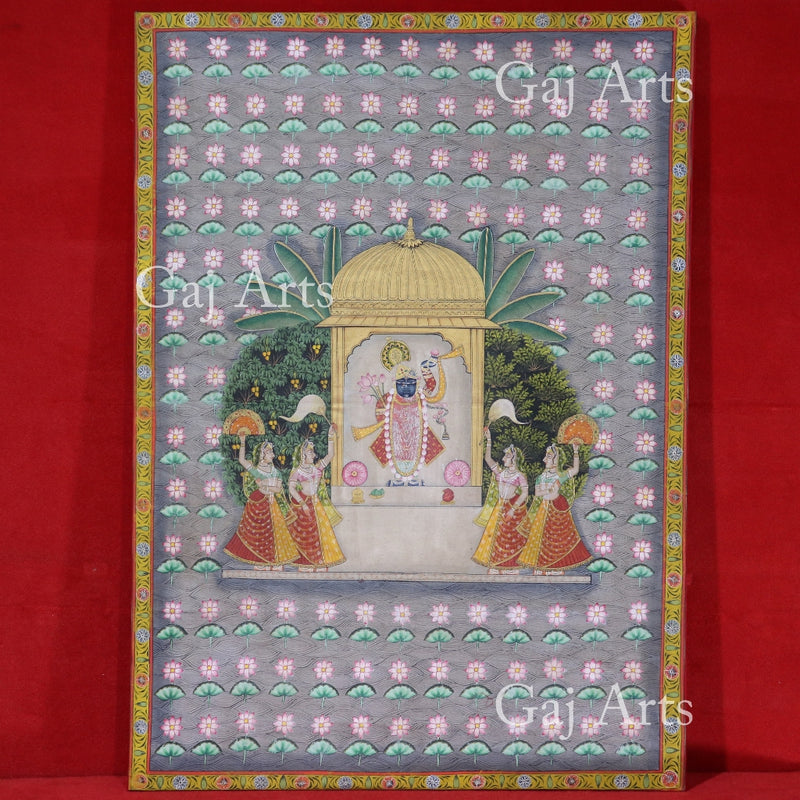 Shrinath ji in lotus pound Pichwai 60”