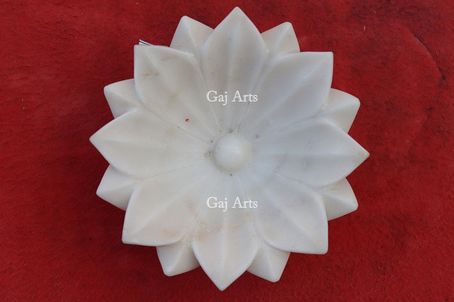 White Marble Handcrafted Flower Bowl | 7 Inch