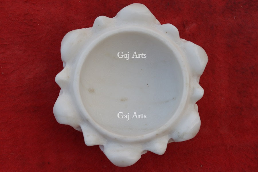 White Marble Carved Flower Bowl | 6 Inch