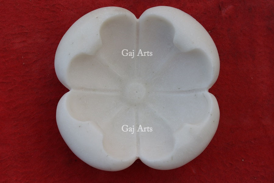 White Marble Designer Flower Bowl | 6 Inch
