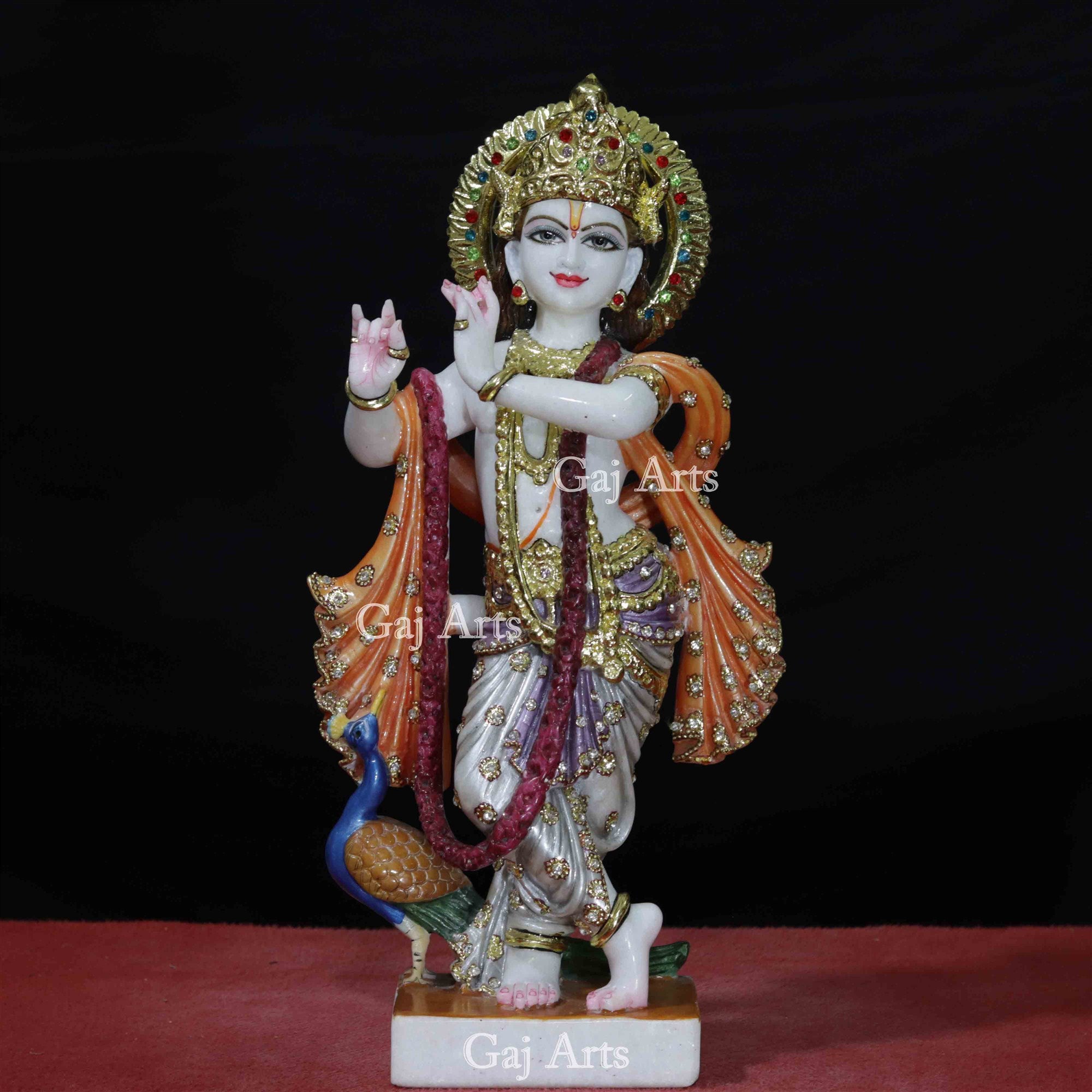 White Vietnam Marble Krishna Idol | 18 Inch