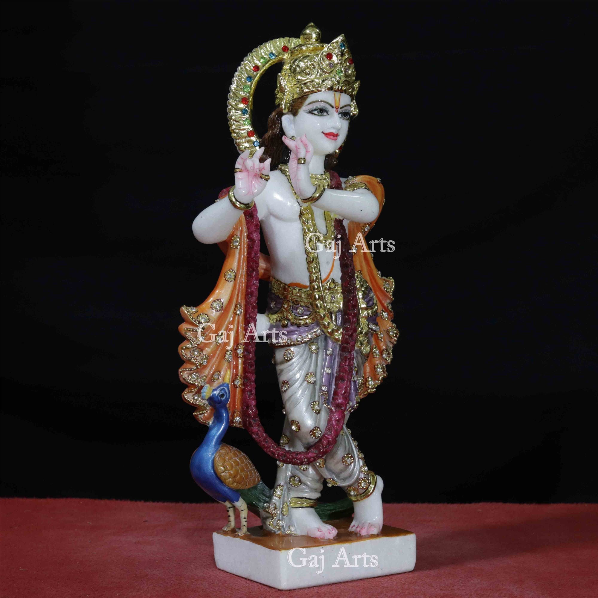 White Vietnam Marble Krishna Idol | 18 Inch