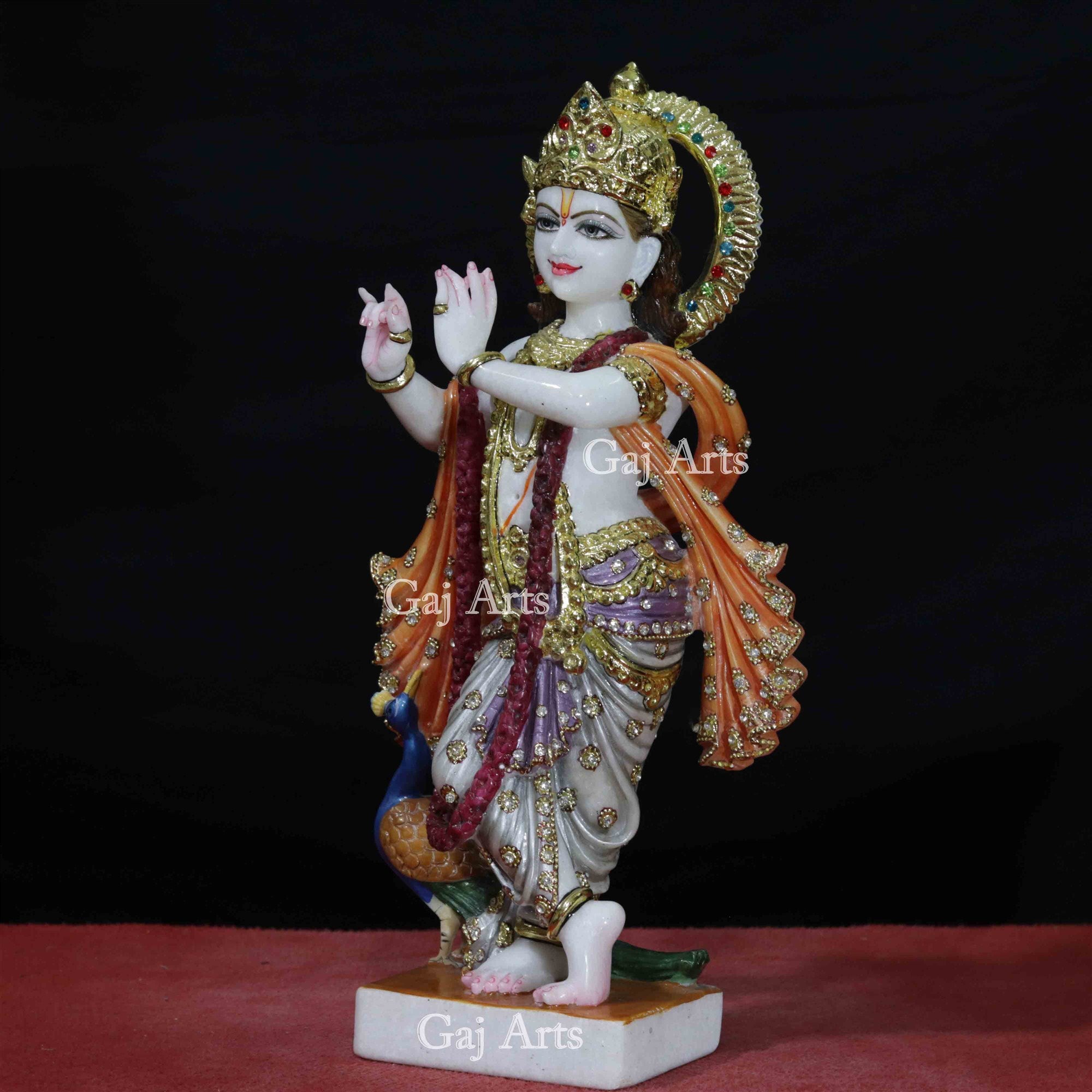 White Vietnam Marble Krishna Idol | 18 Inch