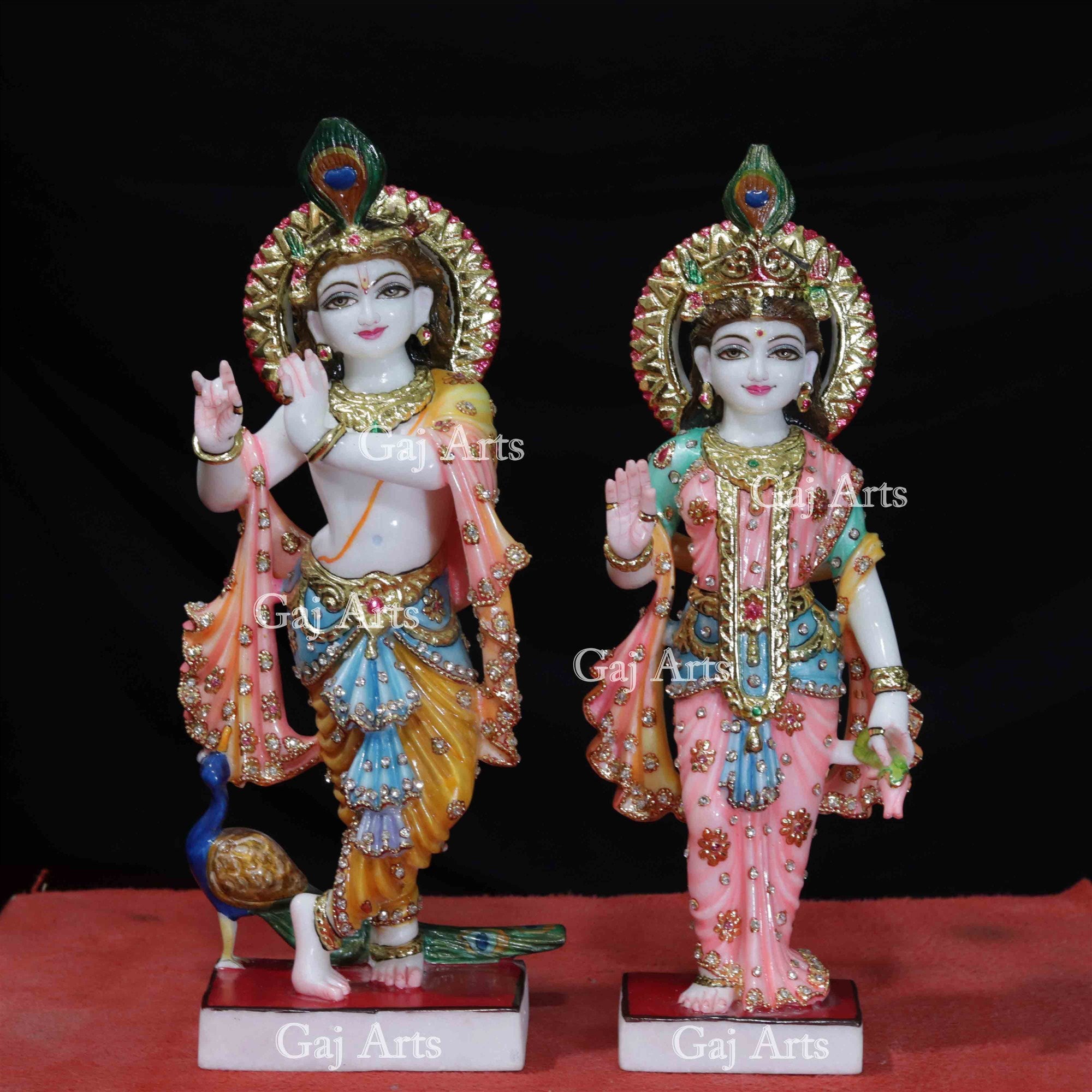 Super White Makrana Marble Radha Krishna Statue | 18 Inch