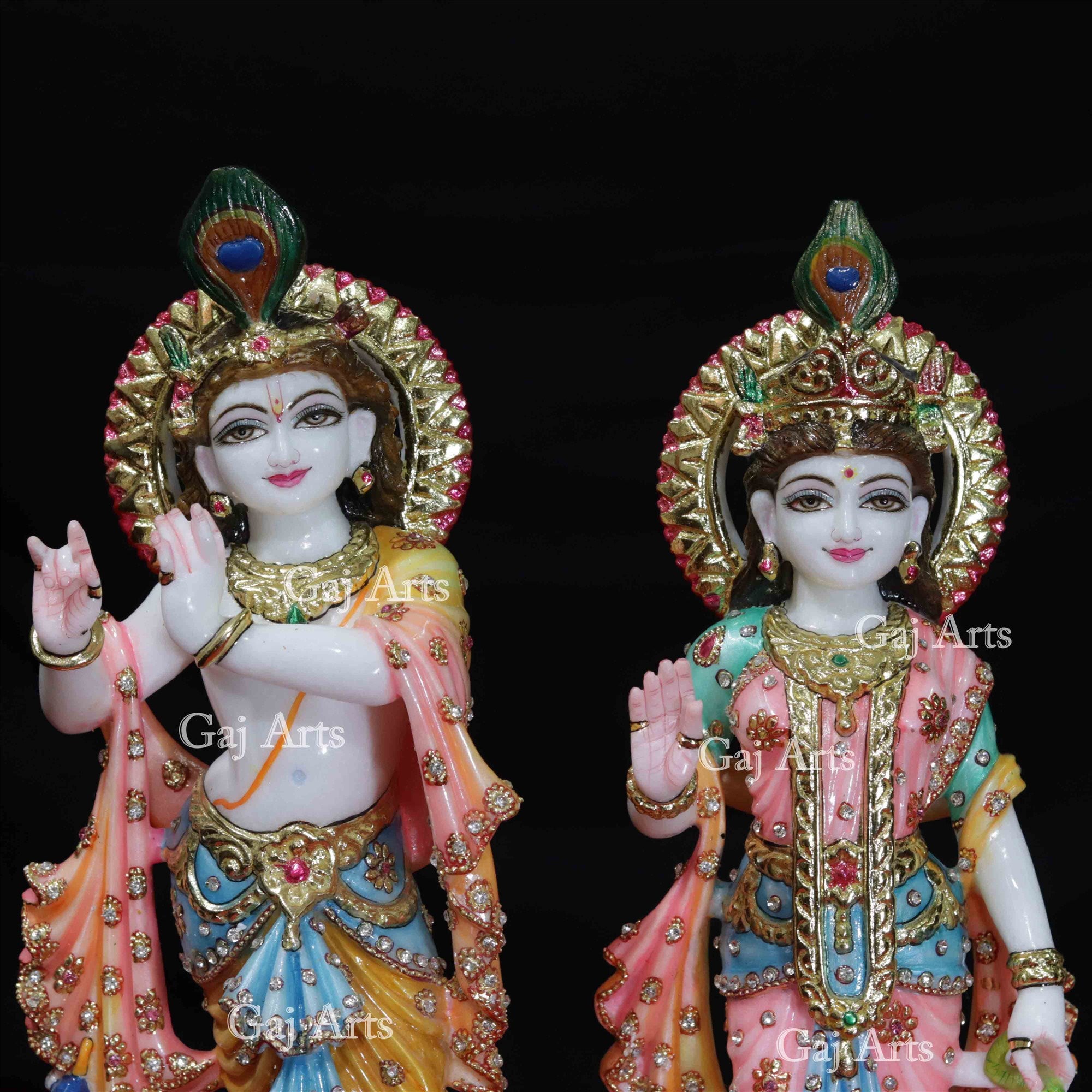 Super White Makrana Marble Radha Krishna Statue | 18 Inch