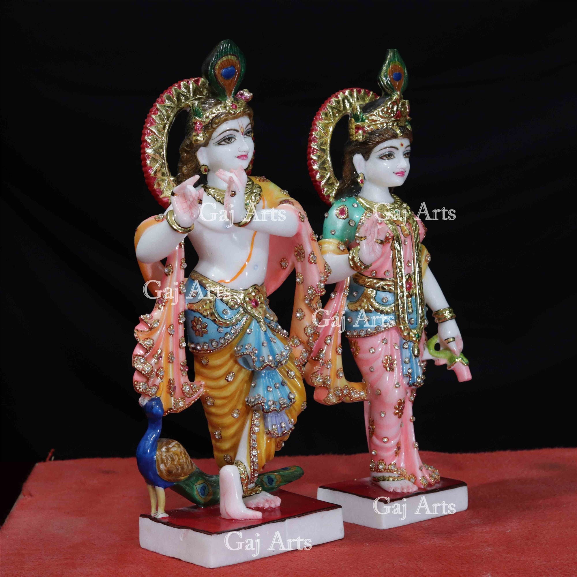 Super White Makrana Marble Radha Krishna Statue | 18 Inch