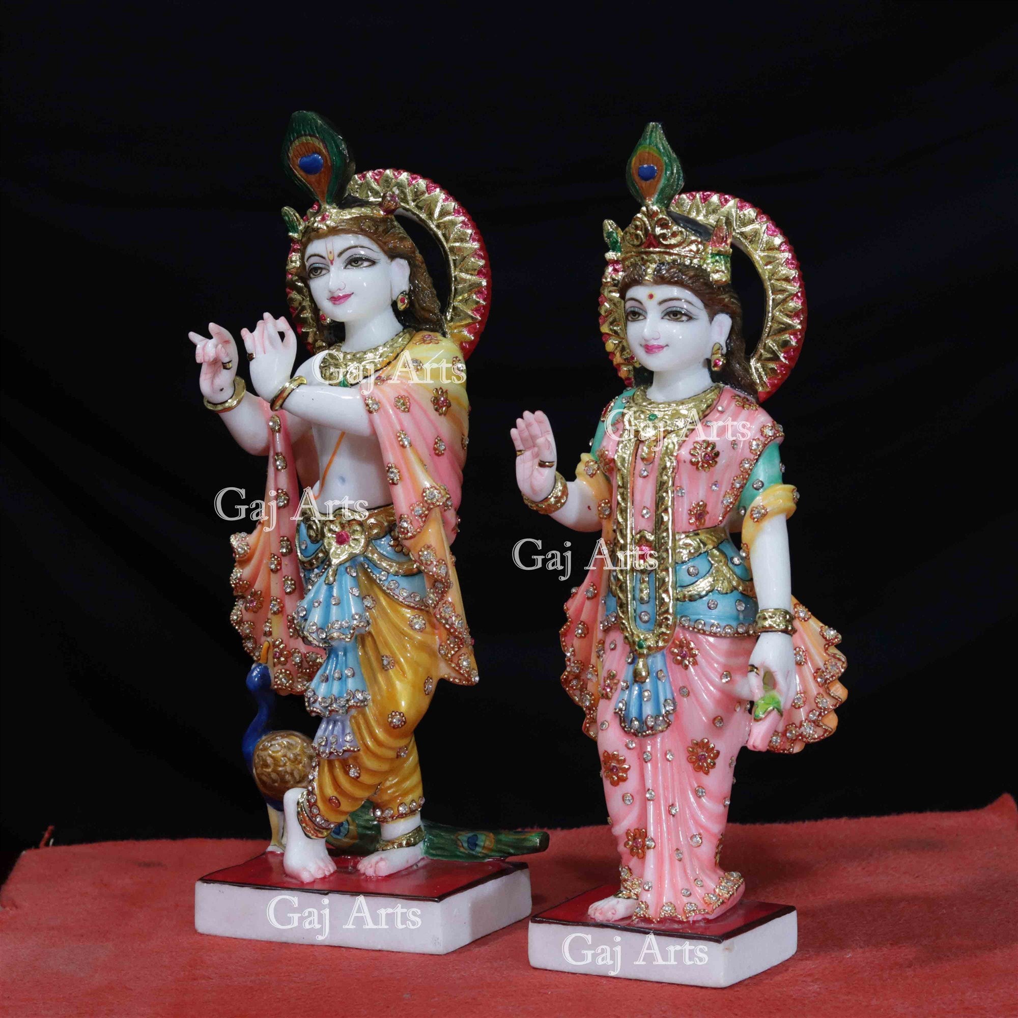 Super White Makrana Marble Radha Krishna Statue | 18 Inch