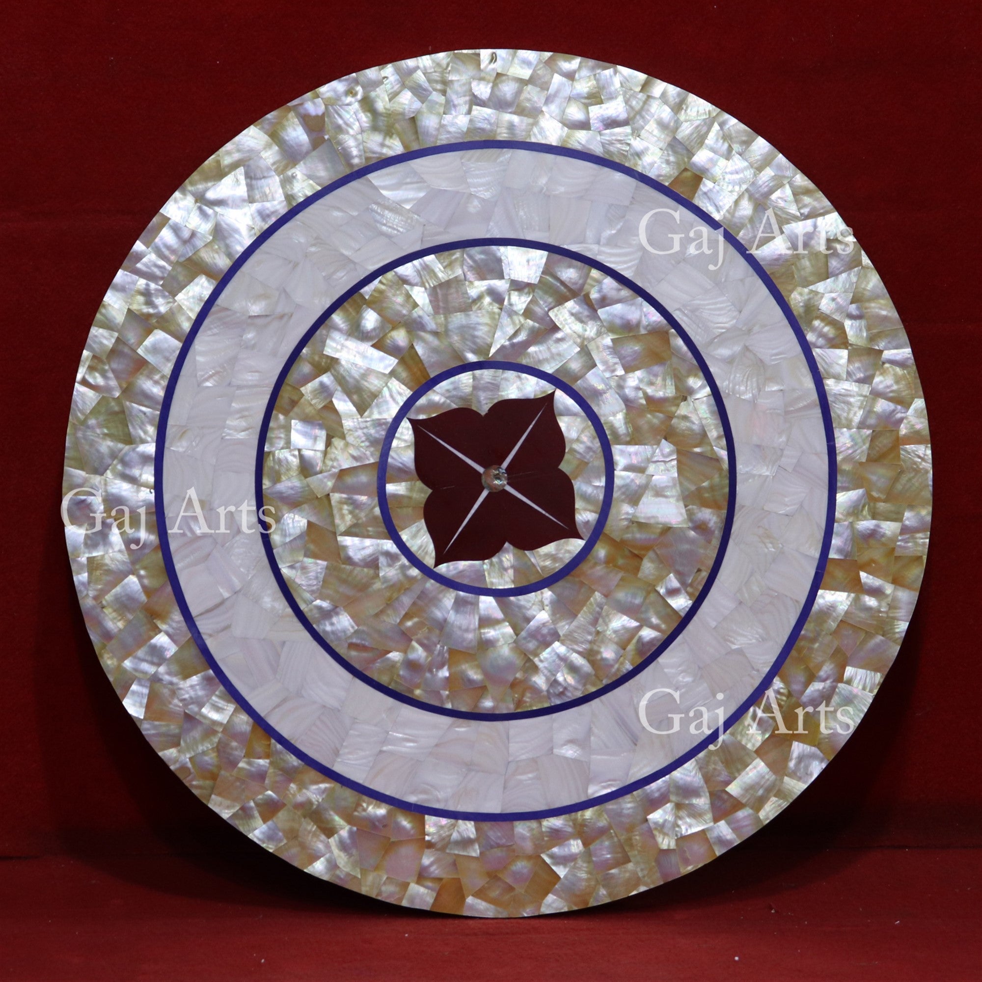 White Marble Inlay Table Top | 58 Inch