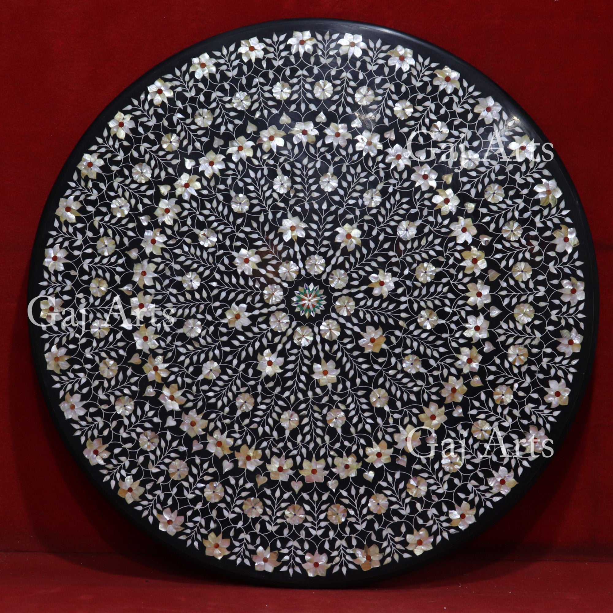 Black Marble Inlay Table Top | 60 Inch