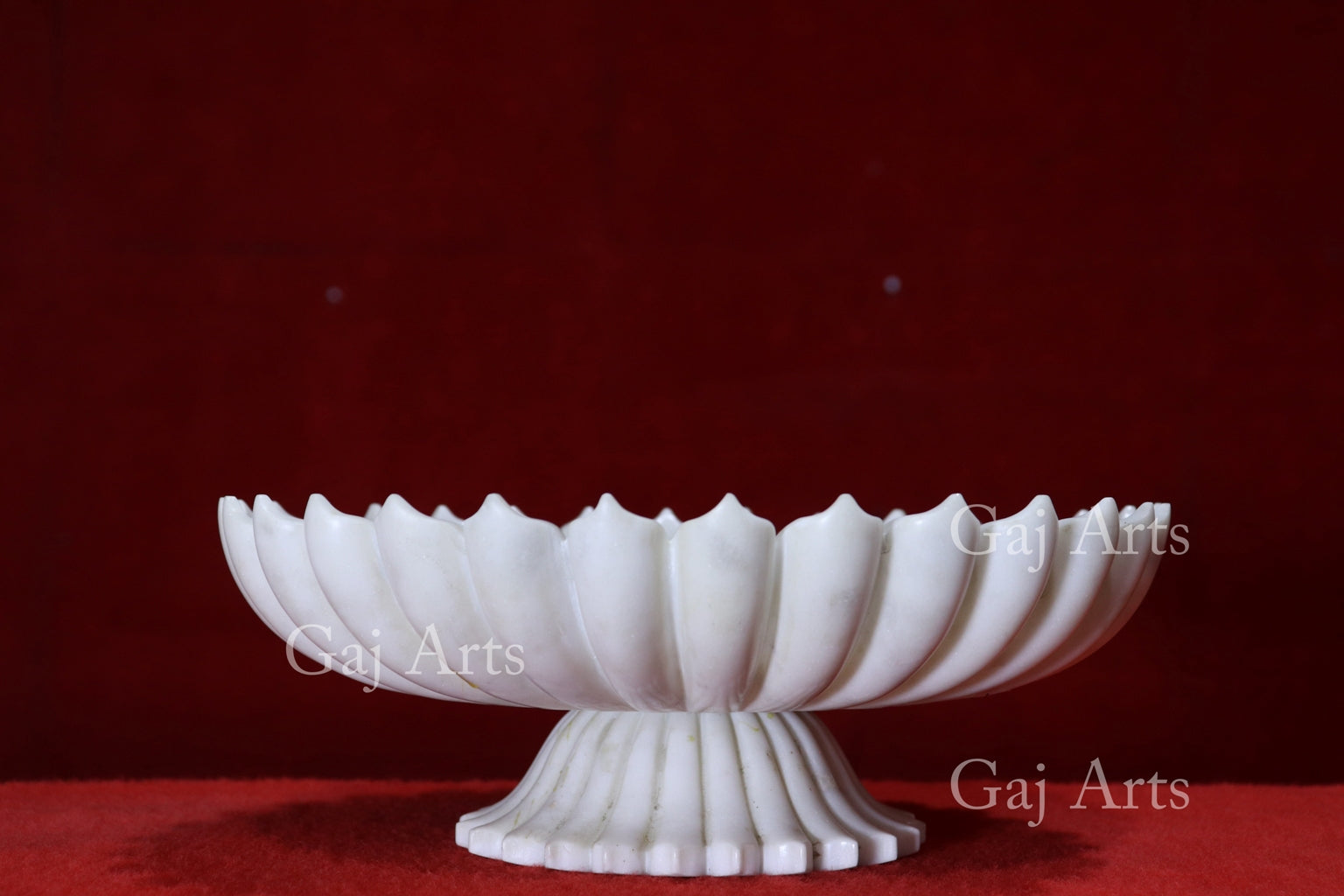 White Marble Artistic Flower Bowl | 12 Inch