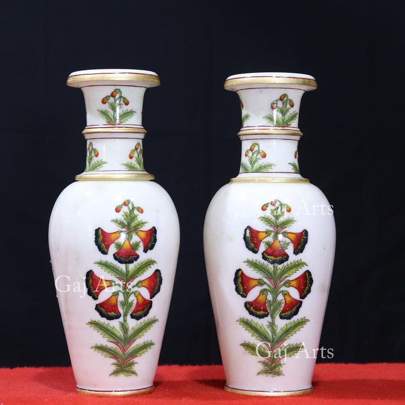 Floral Paint Marble Vase 12”