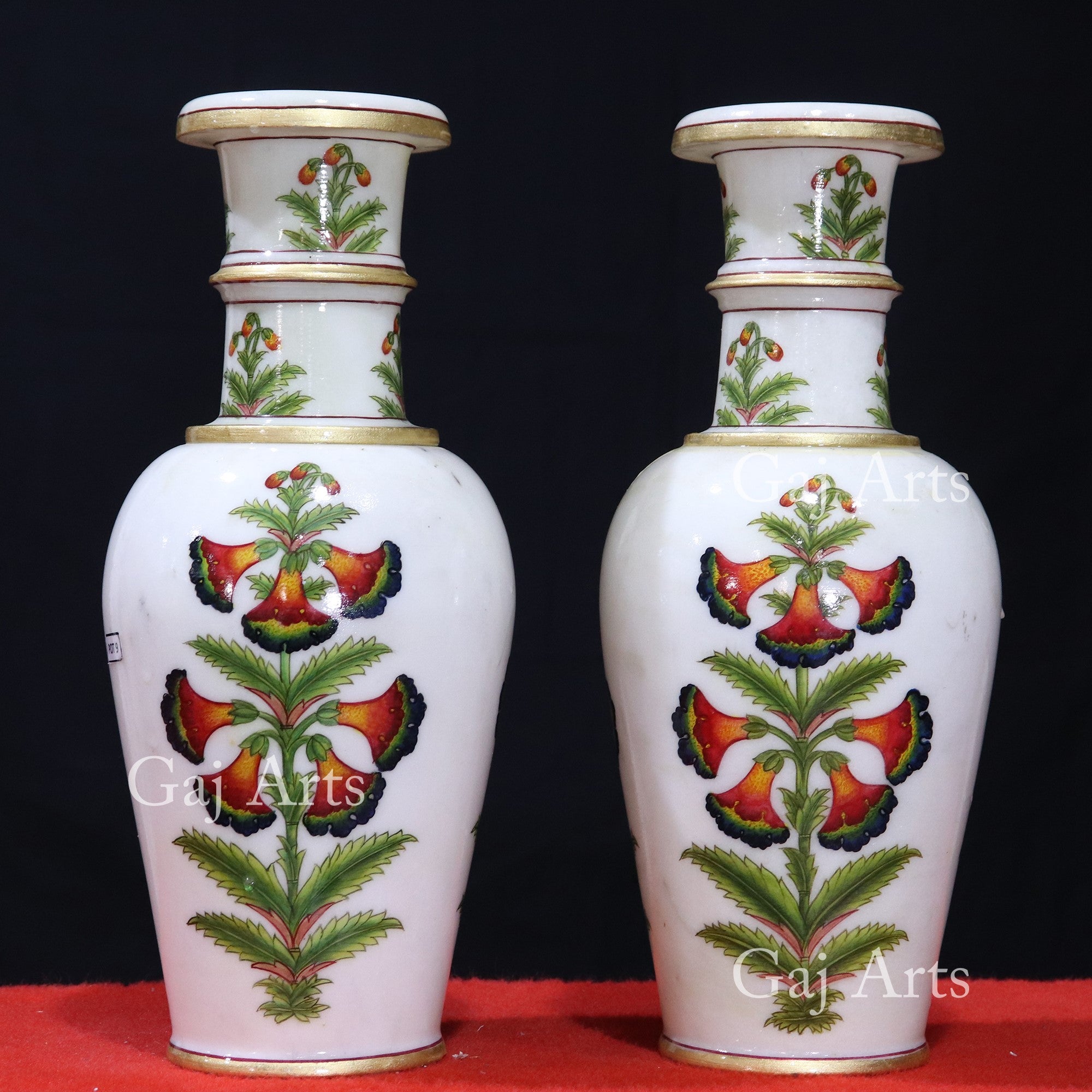 White Marble Floral Paint Vase | 14 Inch
