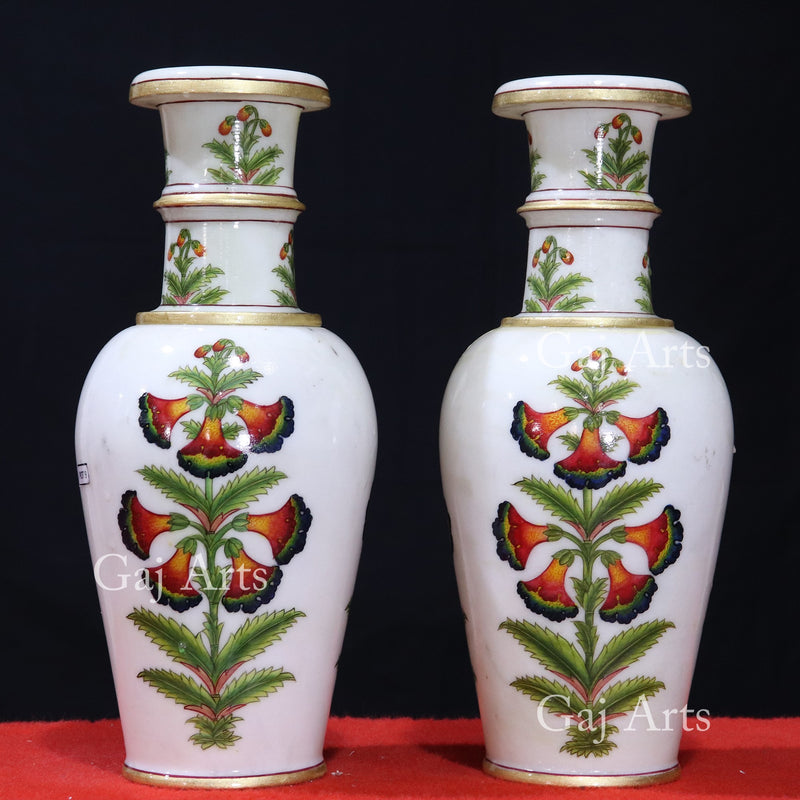 Floral Paint Marble Vase 14”