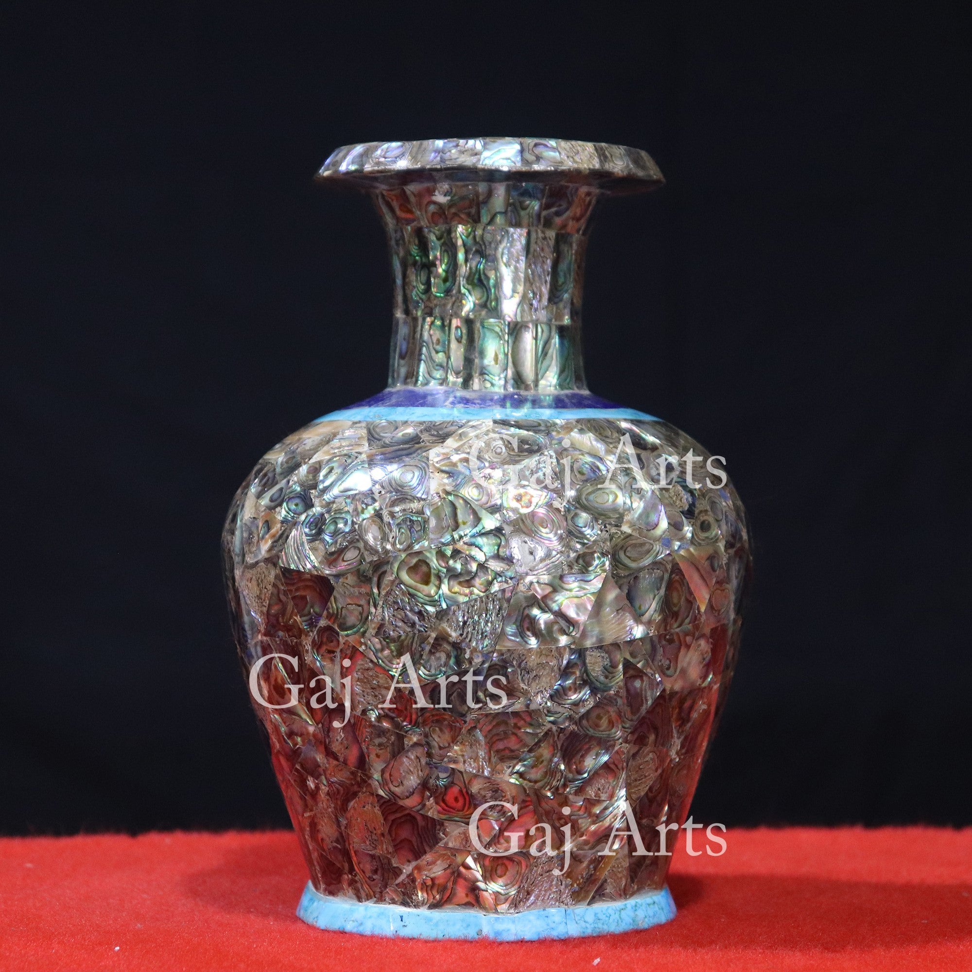 White Marble Inlay Vase | 9 Inch