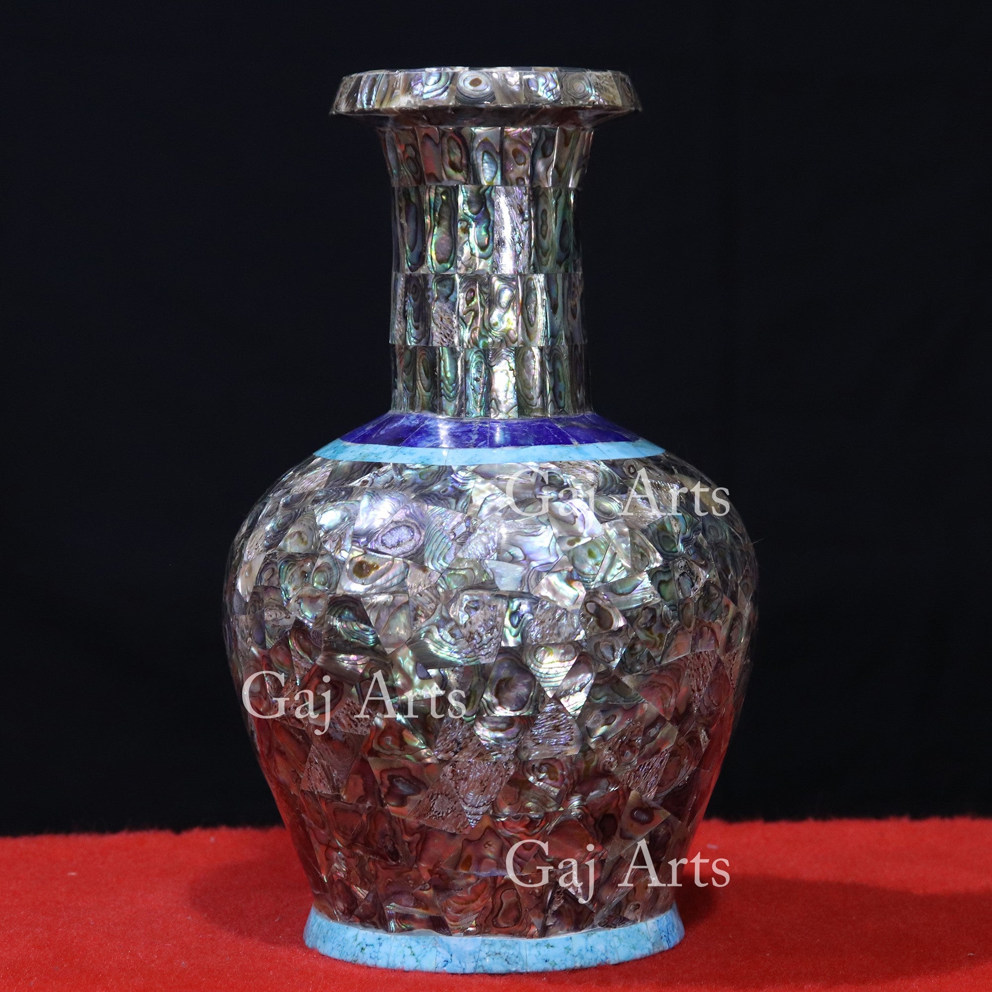 White Marble Inlay Vase | 10 Inch