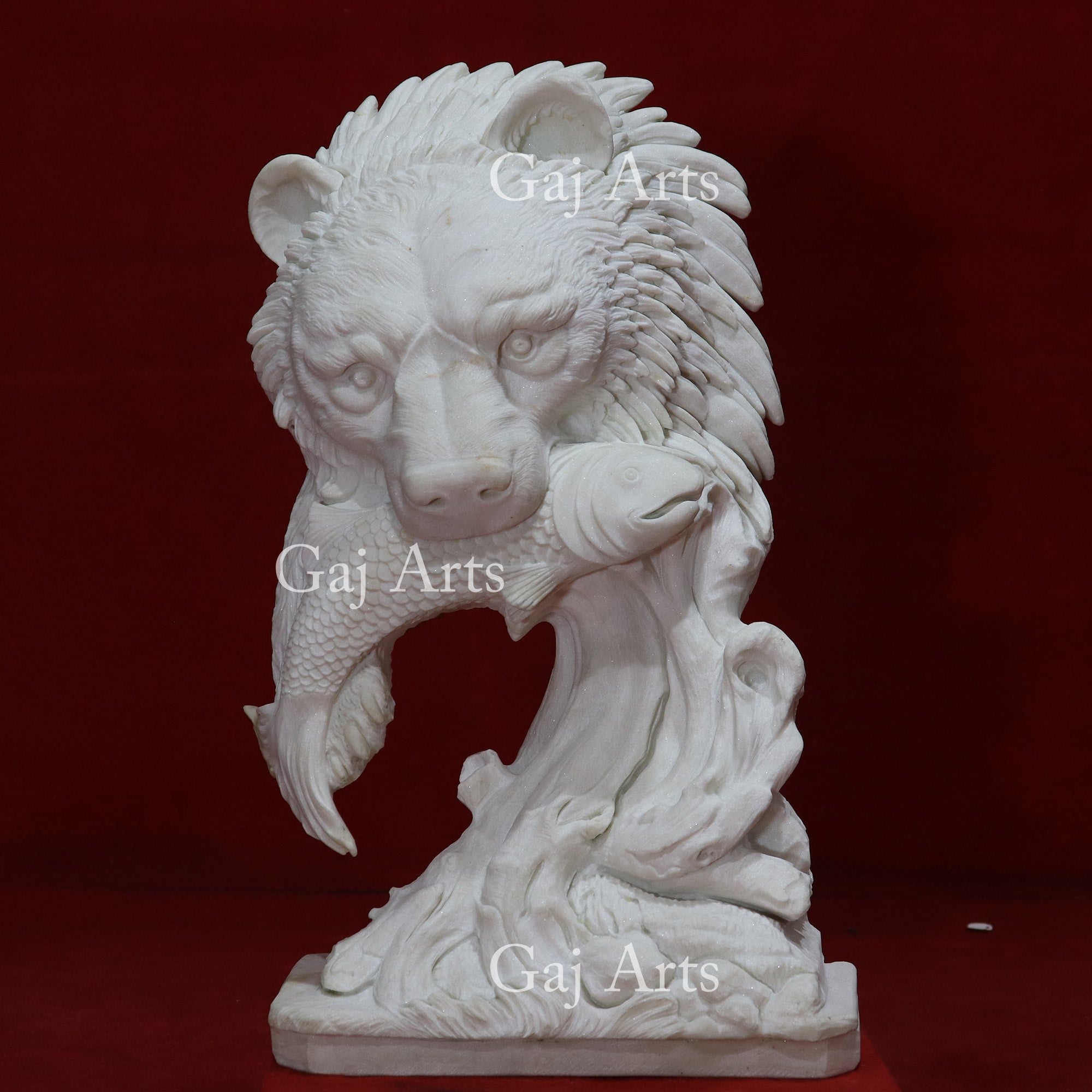White Marble Bear Face Sculpture | 27