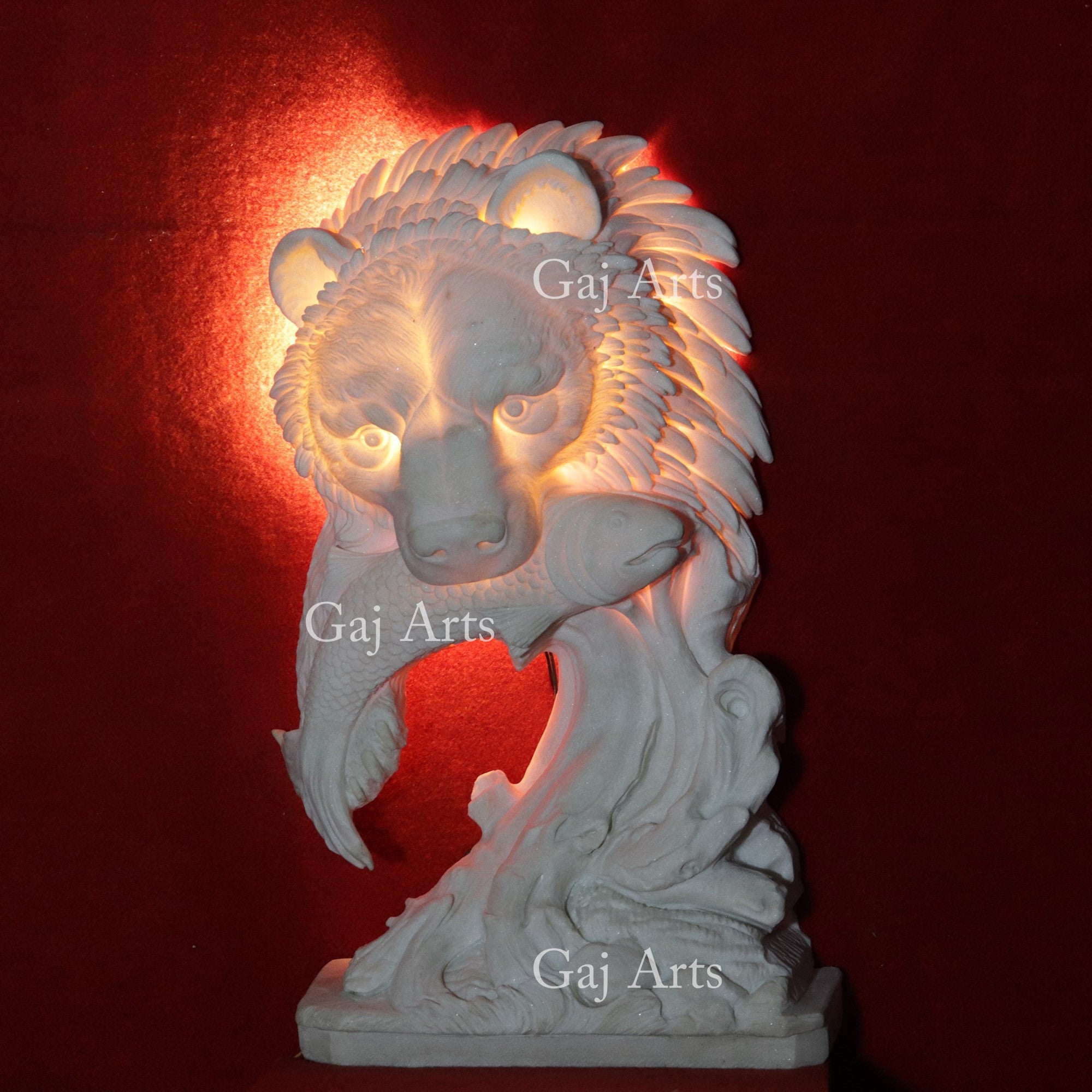 White Marble Bear Face Sculpture | 27