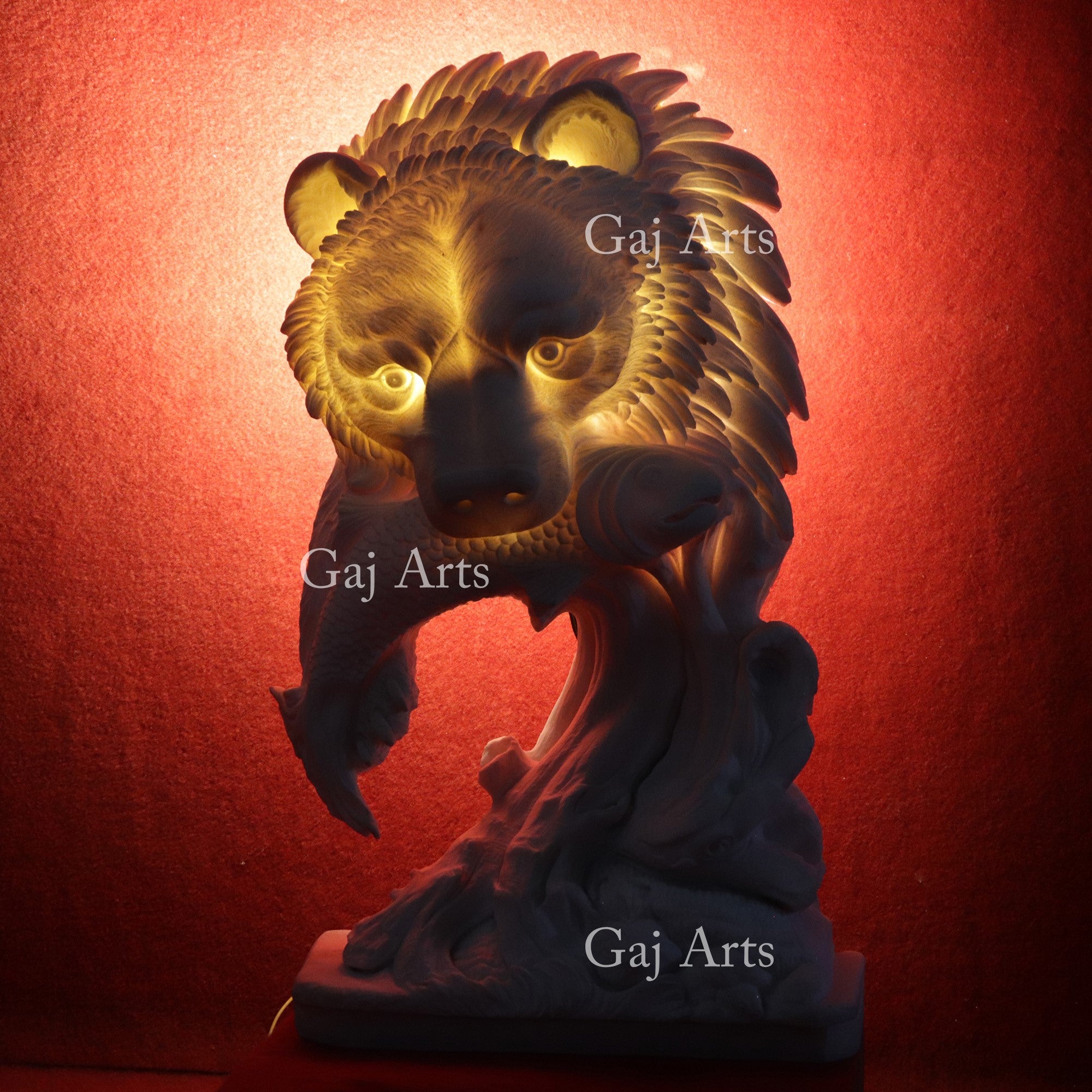 White Marble Bear Face Sculpture | 27