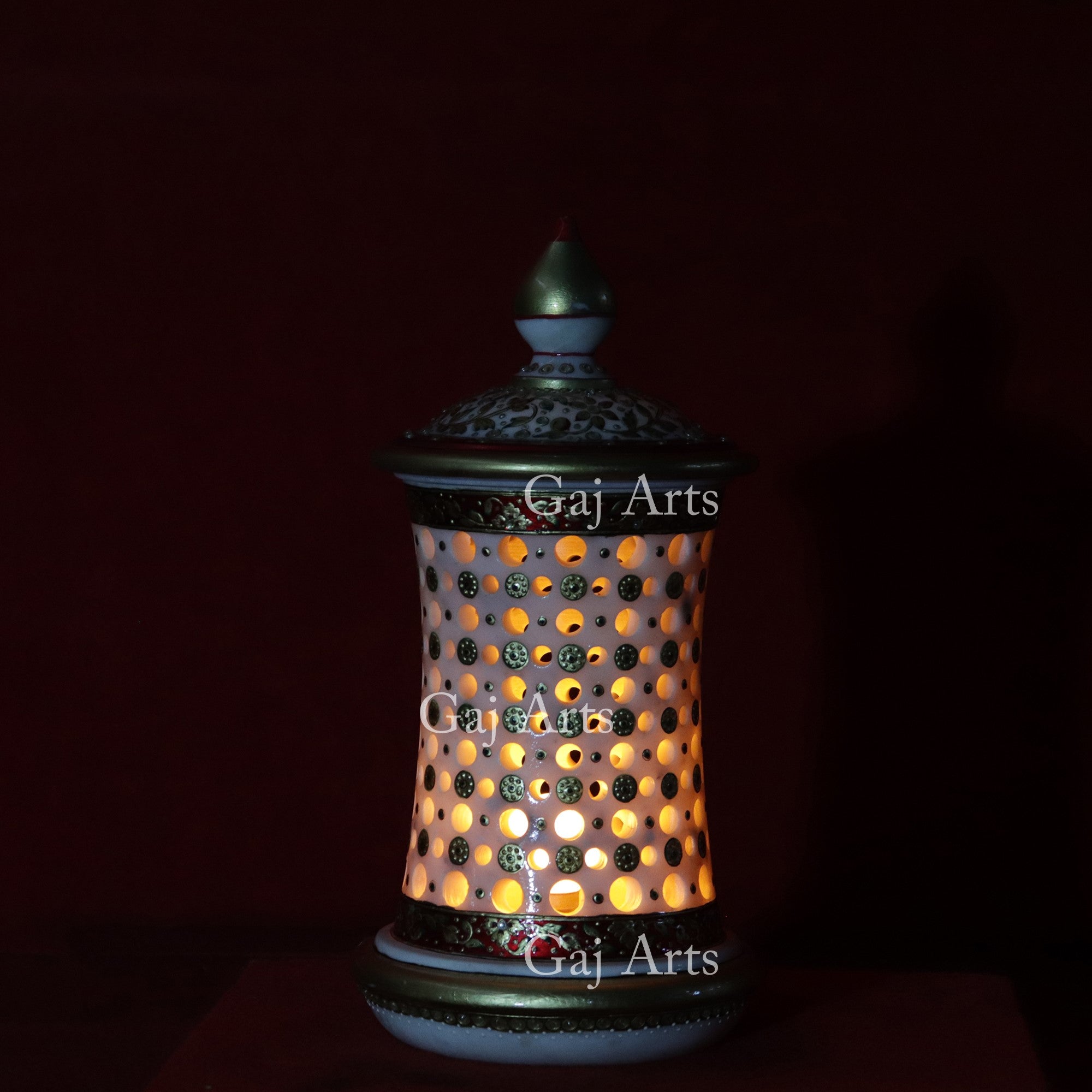 White Marble Antique Lantern Lamp | 15 Inch