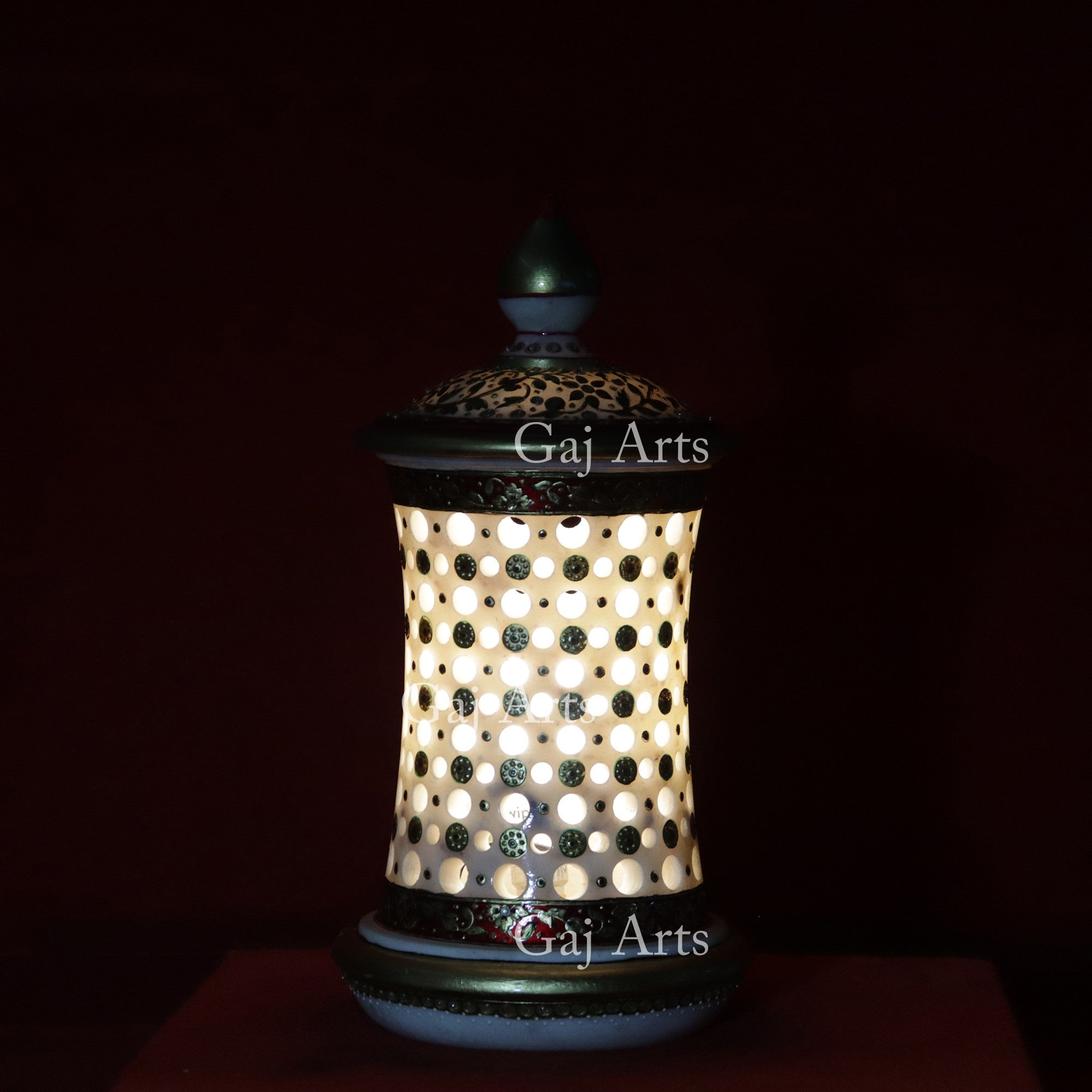 White Marble Antique Lantern Lamp | 15 Inch