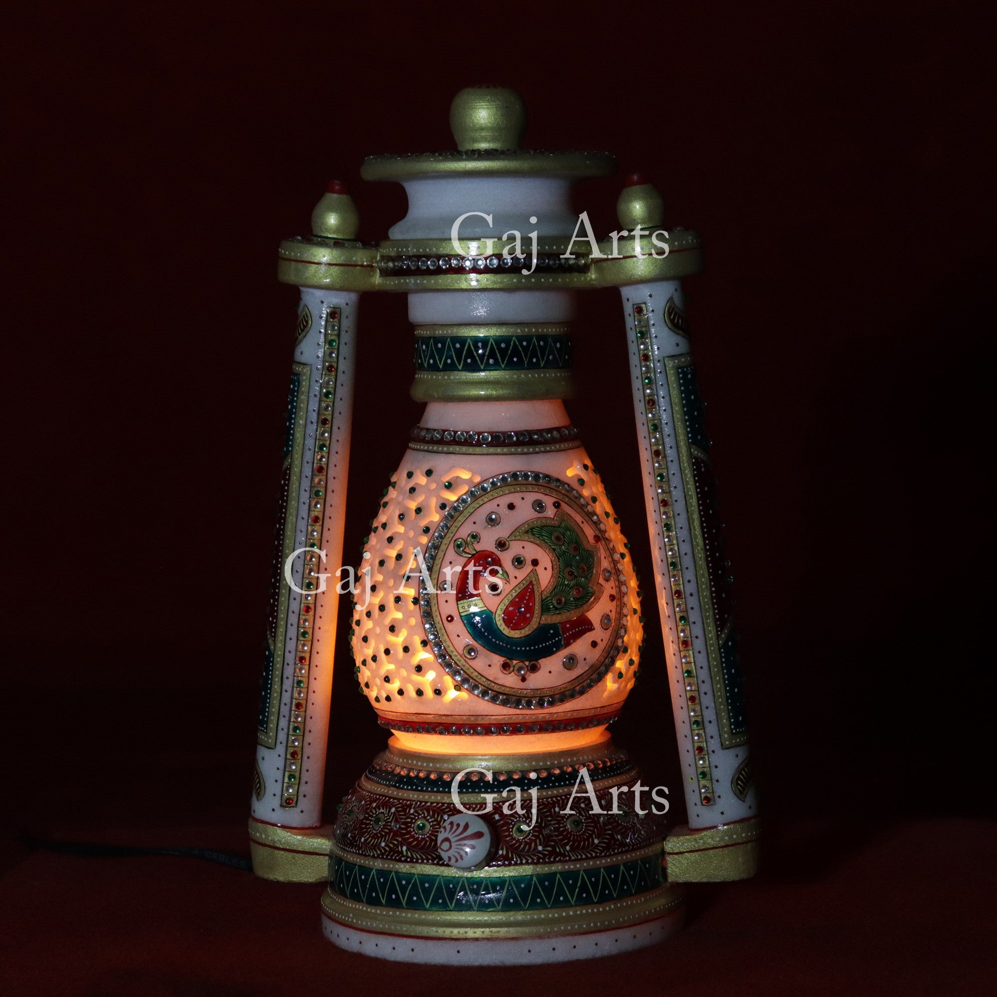 White Marble Antique Lantern Lamp | 12 Inch
