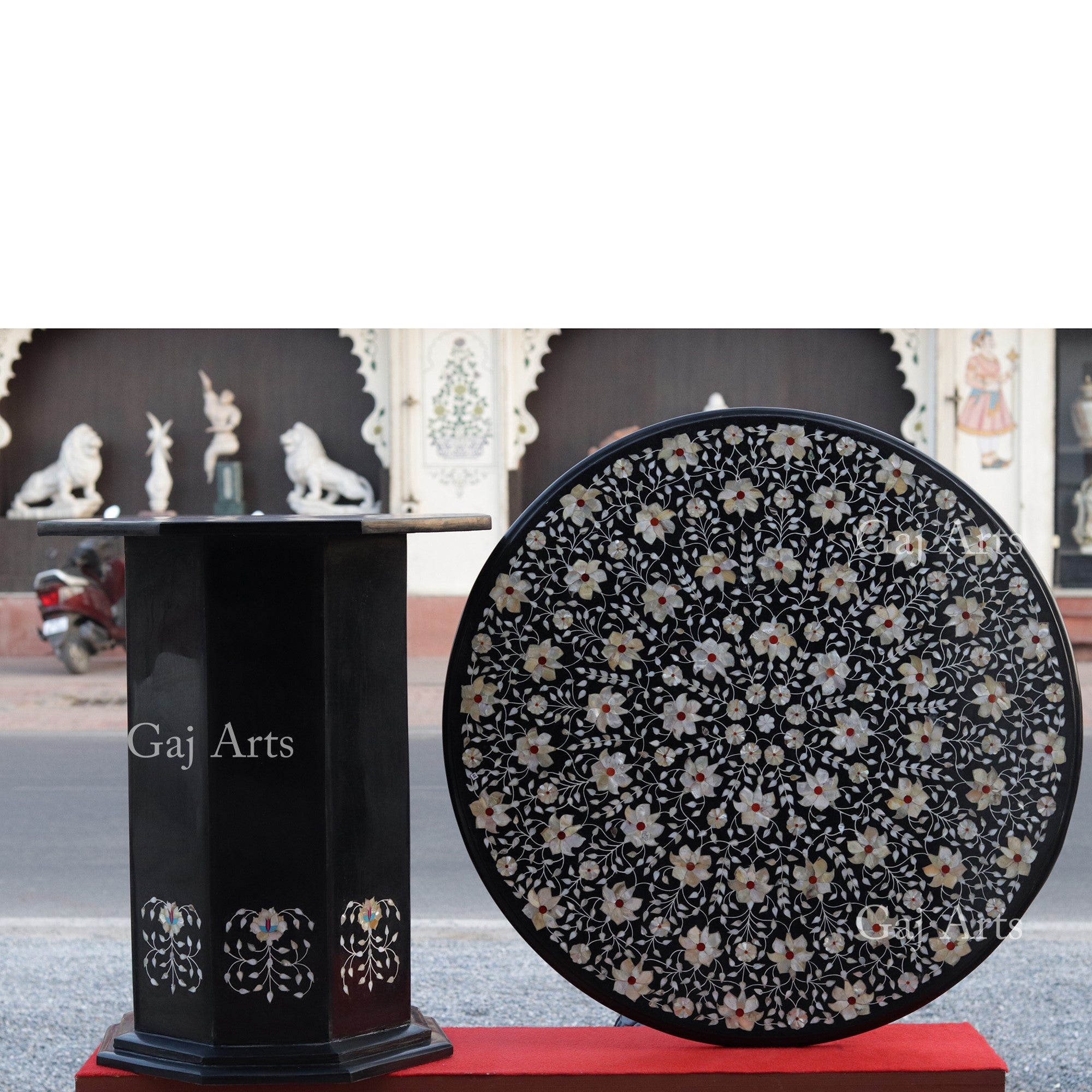 MARBLE INLAY STAND 29”
