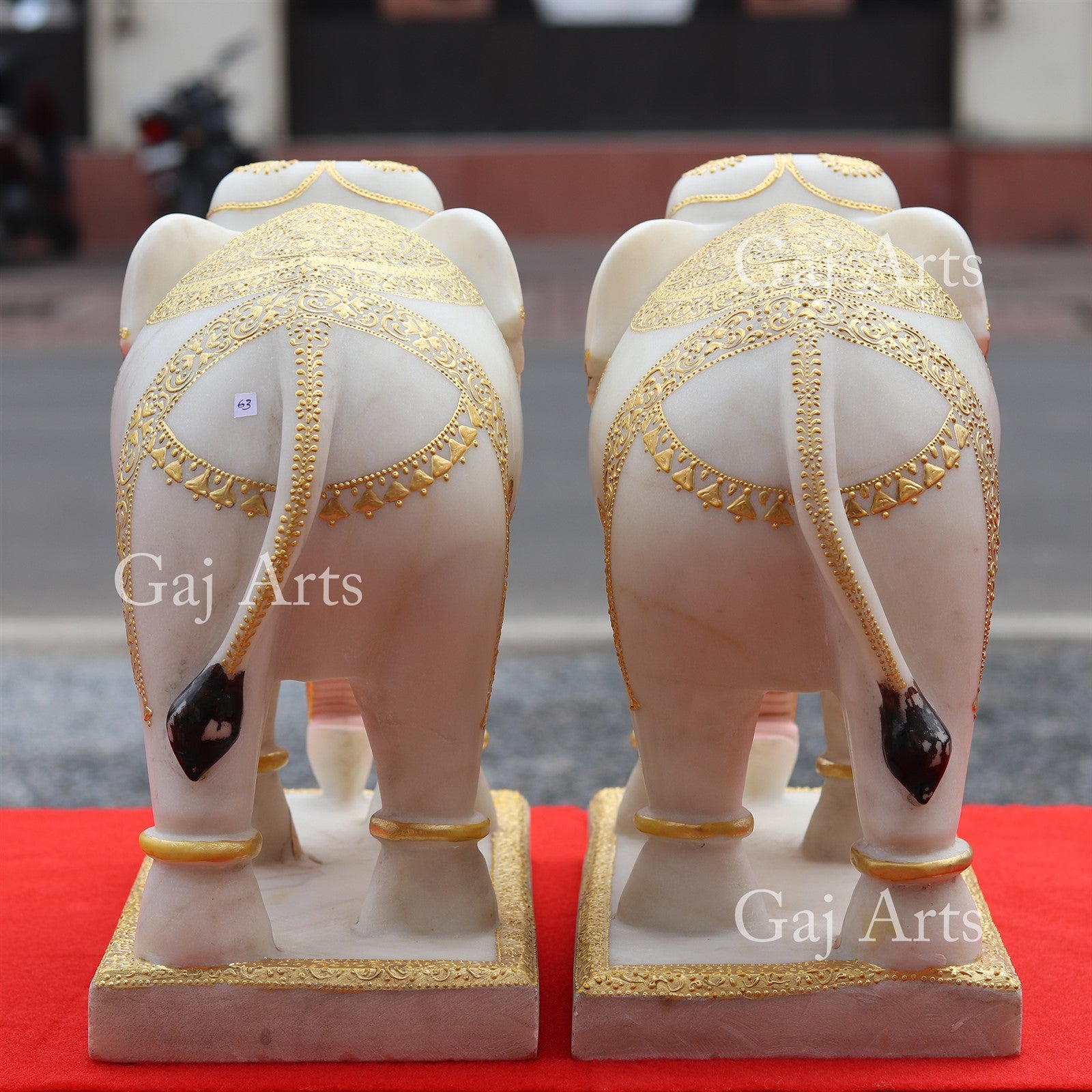 White Makrana Marble Elephant Statue | 15 Inch