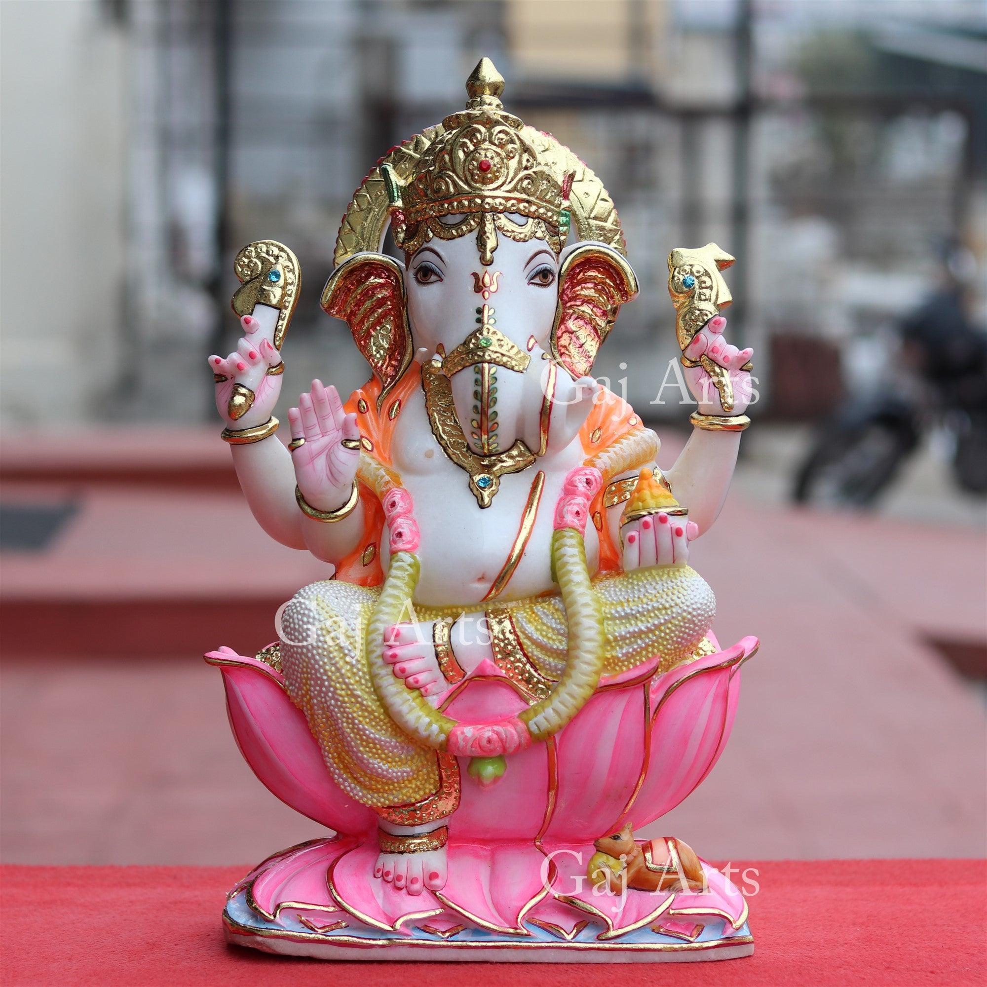 Super White Makrana Marble Ganesh Idol | 18 Inch
