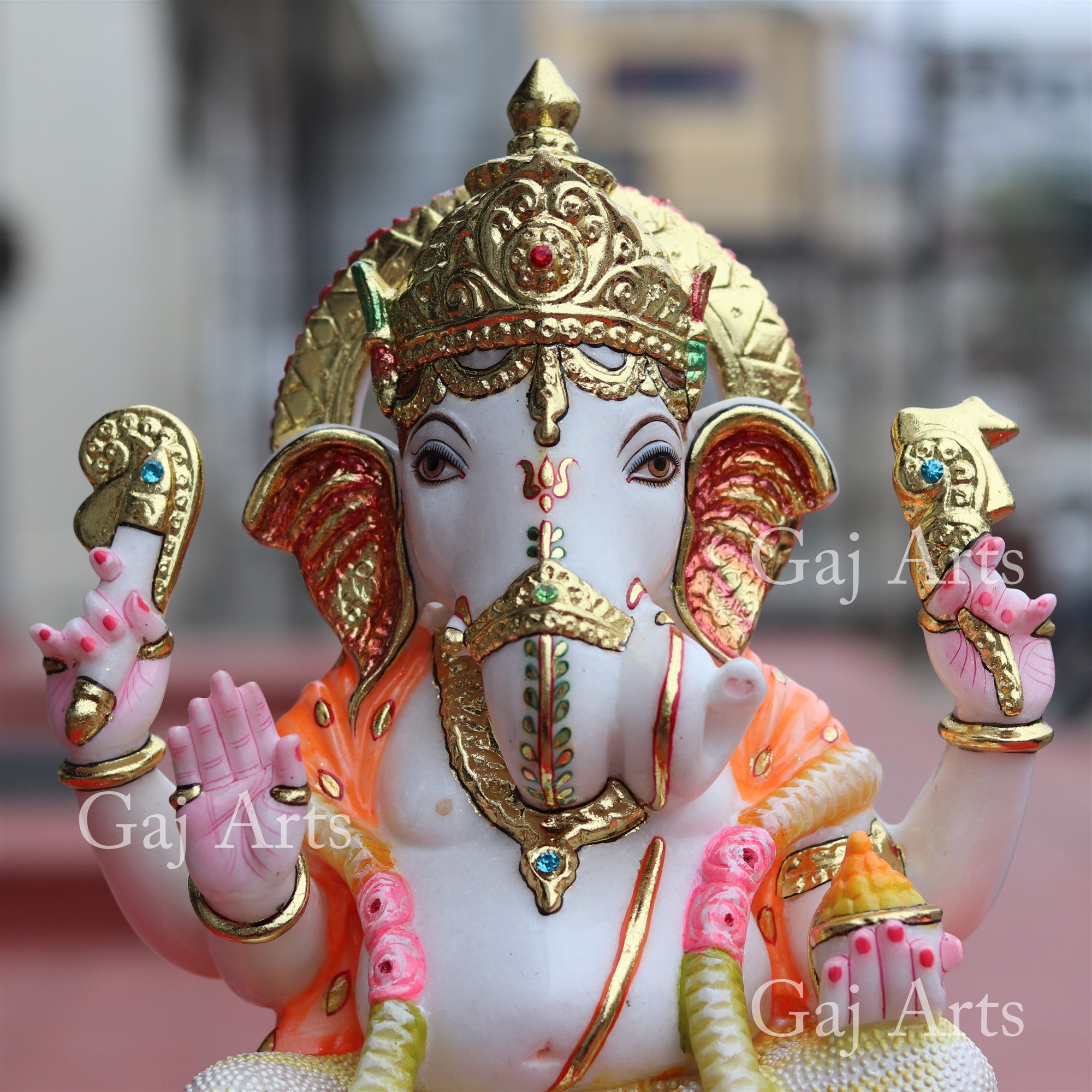 Super White Makrana Marble Ganesh Idol | 18 Inch