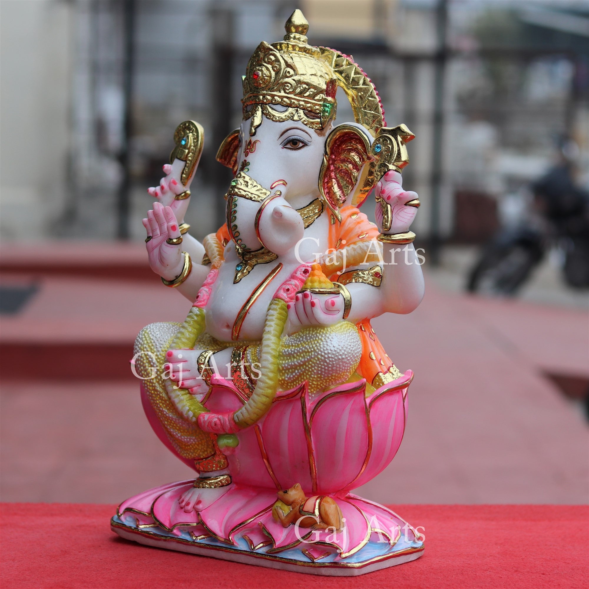 Super White Makrana Marble Ganesh Idol | 18 Inch
